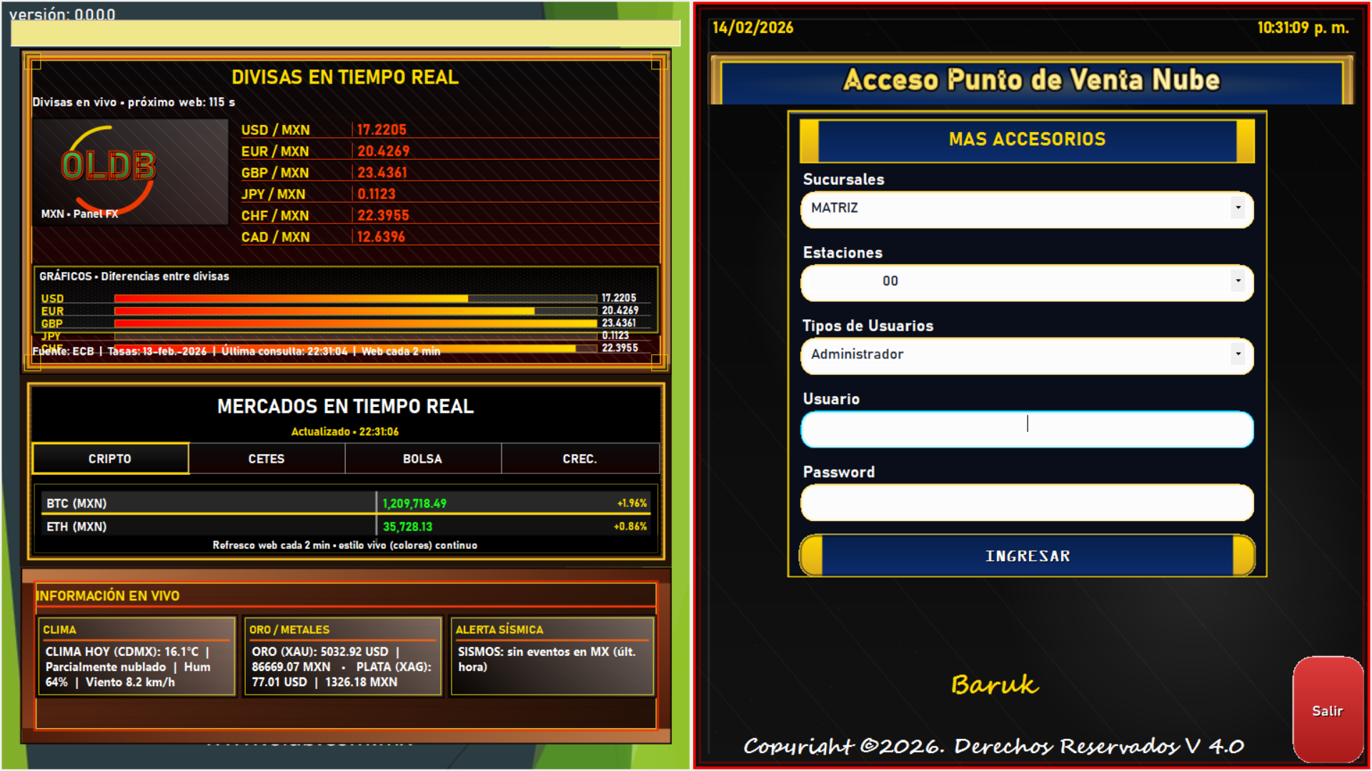 Acceso OLDB: tablero de divisas, mercados e información en vivo